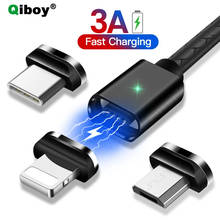 3A Magnetic Charger Cable LED Fast Charging Data Cord For iPhone 12 Pro Mobile Phone Charge Cable Type C Micro USB Magnet Wire 2024 - buy cheap