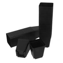 Mini macetas de plástico negro para guardería, paquete de 50 piezas, contenedores, soporte de 7cm x 7cm 2024 - compra barato