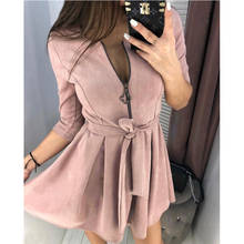 2020 Spring New Fashion Casual Three Quarter Sleeve ONeck Four-leaf Zip Dress Party  Prom Sexy Dresses Female Vintage Vestidos 2024 - buy cheap