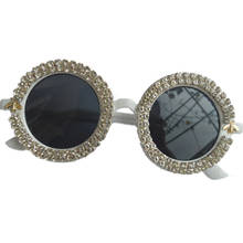 Gafas de sol redondas pequeñas hechas a mano para mujeres y hombres gafas de sol de diamante UV400 gafas de sol únicas 2024 - compra barato