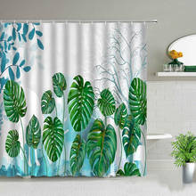 Cortinas de ducha con paisaje de plantas verdes para baño, juego de cortinas de tela para decoración de Cactus, flor, Palma y hojas, para el hogar y bañera 2024 - compra barato