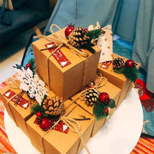Caja de regalo de Navidad de 10 Uds., bolsas de dulces Kraft con cuerdas, caja de embalaje de Navidad para Navidad, regalo de cumpleaños 2024 - compra barato