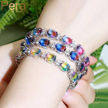 Pera High Quality Round Rainbow Mystical CZ Crystal Women Chain Link Tennis Bracelets for Female Christmas Jewelry Gift B200 2024 - buy cheap