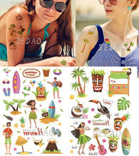 Временные тату-наклейки на море для женщин, тату для девочек, гавайский песчаный пляж, водонепроницаемые праздничные татуировки для серфинга, имитация татуировки боди-арт тату 2024 - купить недорого