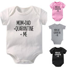 Хлопковые комбинезоны для новорожденных мамы + папы + карантин = Я Детский комбинезон с коротким рукавом с принтом для младенцев мальчиков и девочек одежда для малышей 2024 - купить недорого