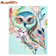 RUOPOTY Frame Colorful Owl Diy Paint By Numbers Kit Animals Handpainted Painting By Numbers Modern Wall Art Canvas Painting Arts 2024 - buy cheap