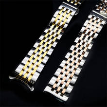 Correas de reloj de acero inoxidable para mujer y hombre, pulsera de 14mm, 16mm, 18mm, 20mm, 22mm, 24mm, accesorios de reloj con extremo curvo plateado 2024 - compra barato
