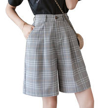 S-3XL Sashes Booty Shorts High Waist Summer Vintage Plaid Wide Leg Suits Short Women Elegant All Match Straight Belt Shorts Girl 2024 - buy cheap