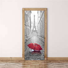 Paris Street Umbrella Sticker For Door Fashion Design Home Renovation Decoration Wallpaper Large Size Kitchen PVC Door Sticker 2024 - buy cheap