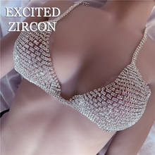 New fashion sexy luxury women's bra body chain mesh transparent hollow Bling close-fitting bikini nightclub Valentine's Day 2024 - buy cheap