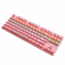 Игровая механическая клавиатура с 87 клавишами, водонепроницаемая Пылезащитная игровая клавиатура для Win Xp /7/8/10 Mac с более чем 10,2-розовая (синий переключатель) 2024 - купить недорого