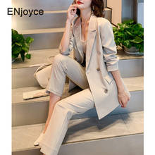 2021 Spring Office Two-piece Blazer Pant Suit Fashion Solid Women Blazer Suits Long Sleeve Double Breasted Blazer Pants Set 2024 - buy cheap
