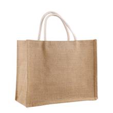 Jute Burlap Tote Large Reusable Grocery Bags with Handles Women Shopping Bag Beach Travel Storage Organizer 2024 - buy cheap