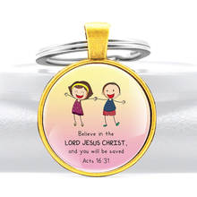 Bible Verse Lord Jesus Christ Acts 16:31 Pendant Key Chain Charm Men Women Key Rings Jewelry Gifts 2024 - buy cheap
