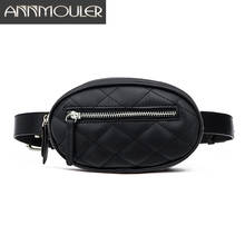 Annmouler Waist Bags for Women New Casual Fanny Pack Solid Leather Waist Pack Black White Bum Chest Bag  Pu Leather Phone Pouch 2024 - buy cheap