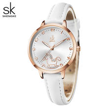 Shengke-relojes de cuero para Mujer, Reloj sencillo de caballo, movimiento de cuarzo japonés, de marca a la moda 2024 - compra barato