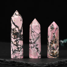 1pc rhodochrosite natural, cristal dot wand pedra de cura, energia minério artesanato pedra de quartzo vara decoração para casa 2024 - compre barato