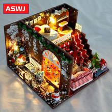 ANSHENG DIY Miniature Dollhouse Furniture Christmas Carnival Night Wooden Dolls House With LED Light Kits Gift Toys For Children 2024 - купить недорого