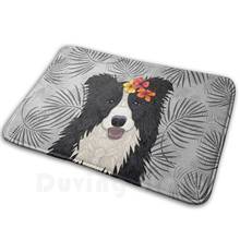 Happy Border Collie con flores, alfombra, alfombrillas antideslizantes para el suelo, dormitorio, Collie Dog Flowers Floral artlovepasion 2024 - compra barato