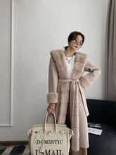Arlenesain двойное кашемировое длинное пальто, характеризующееся норковой большой шалью и манжетами 2024 - купить недорого
