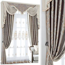 Custom curtains European luxury bedroom thick German embossed embroidered beige cloth blackout curtain valance tulle panel B944 2024 - buy cheap