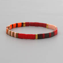 Pulseira feminina do go2boho tila real, bracelete para presente, joias com miçangas de vidro, jóias femininas miyuki, atacado 2024 - compre barato