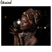 Pintura de diamante africano bordado para mulheres, venda de imagens de strass 5d, mosaico de diamantes totalmente redondo com broca quadrada 2024 - compre barato