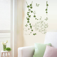 Fresh Delicate Parlor Korean Style Green Rattan Vines Butterfly Wall Stickers for Living Room Removable Vinyl Wall Art Decals 2024 - buy cheap