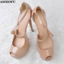 Ashiofu sapatos femininos de salto alto, feitos à mão, fotos reais, peep-toe, sapatos para festa, sapato de salto alto, moda para tarde, clube 2024 - compre barato