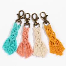 Girlfriends tassel macrame keychain for women handmade wood fiber boho keychain macrame for car bag hanging jewelry gifts 2024 - buy cheap