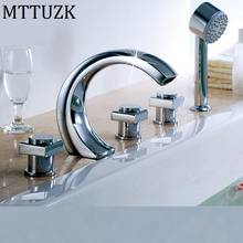 MTTUZK Brass Material Chrome Finish Bathroom Faucet Bathtub Waterfall Bath Tub Mixer with Hand Shower 3 handle 5 hole Tub Faucet 2024 - buy cheap