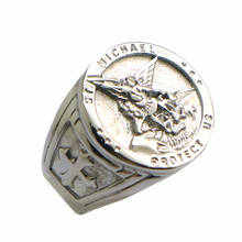 Unisex SAINT MICHAEL PROTECT US 316L Stainless Steel Cross Newest Ring 2024 - buy cheap