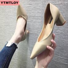 Women's high heels 2019 spring and autumn new thick with pointed shallow mouth high heels women's shoes sexy wedding shoes 2024 - buy cheap