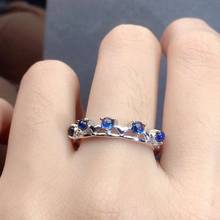 Созданное кольцо с синим сапфиром, 925 пробы серебряные кольца для женщин, кольцо для помолвки, серебряное кольцо с 925 драгоценными камнями 2024 - купить недорого