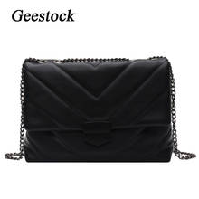 Geestock Women Chain  Shoulder Bags PU Leather Crossbody Messenger Bags Designer Ladies Fashion Vintage Trend Totes Handbags 2024 - buy cheap