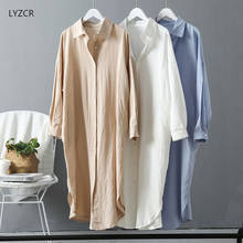 Blusa feminina folgada de linha branca, camisa grande vintage para mulheres camisas para primavera e outono 2021 2024 - compre barato