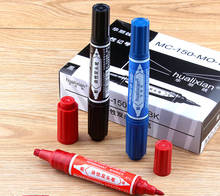 Caneta marcadora permanente cor preta/azul/vermelha, caneta de marcador de cabeça redonda 2024 - compre barato