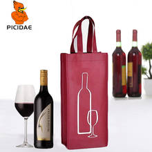 Sacola de vinho tinto, 50 peças, alça não-tecida, um único, duplo, eco, embalagem, preto, branco, logotipo próprio, padrão tote de armazenamento 2024 - compre barato