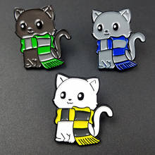 Broches esmaltados de gato, cachecol fofo de desenho animado, broches, bolsas, pinos de metal, presentes para amigos, joias, broche, roupas faça você mesmo, chapéu, mochila 2024 - compre barato