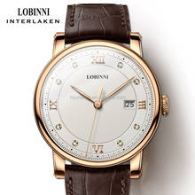 Lobinni relógio de pulso masculino de quartzo, com pulseira de couro, casual e negócios, à prova d'água e com data 2024 - compre barato