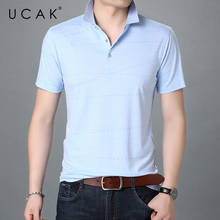 UCAK Brand Streetwear Solid Color Short Sleeve T-Shirts Men Clothing Summer New Turn-Down Collar Casual T Shirt Homme U5441 2024 - buy cheap