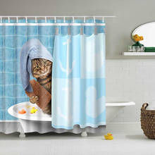 Занавеска для душа с 3D рисунком милого кота, занавеска для ванной из полиэстера с мультяшными животными, занавеска для ванной, декоративные ... 2024 - купить недорого