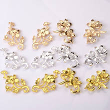 10 Pcs Handmade Alloy Flower Branch Hair Accessories Findings DIY Connectors Charms For Jewelry Making 2024 - buy cheap