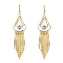 MxGxFam Long Tassel Earrings for Fashion Women Bohemia Style Jewelry Gold Color 18 k Rose White New Design 2024 - buy cheap
