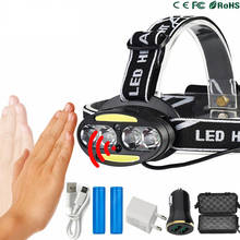 Linterna frontal LED D2 de alto lúmenes para exteriores, linterna con Sensor de movimiento inductivo, 4T6, 2COB, para acampada, pesca y espeleología 2024 - compra barato