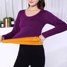 2XL Long Sleeve Single Layer Velvet Thermal Clothing For Women Winter Underwear O-Neck Basic For Thermos Tops Female Second Skin 2024 - buy cheap