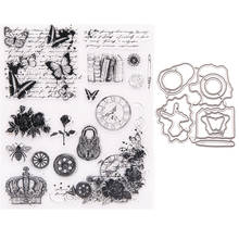 Spring Butterfly Bee Rose Watch Book Metal Cutting Dies Stencils Clear Stamp for DIY Scrapbooking Photo Album Decorative 2024 - buy cheap