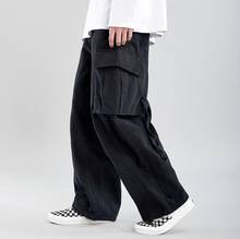 Pantalones Cargo holgados para hombre, peto de cintura elástica de rejilla fina, pantalones de pies anchos, ropa masculina, talla grande XXL 2024 - compra barato