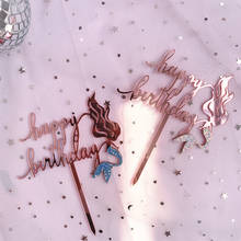 Decoração para bolo com glitter e cauda de sereia, decoração de bolo acrílico, decoração de bolo com cauda de sereia para aniversários de meninas 2024 - compre barato
