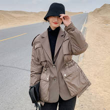 Jaqueta feminina coreana costura, casaco de duas peças falso, quente e grosso casual de grandes dimensões a87 para outono e inverno 2020 2024 - compre barato